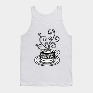 Tea or Coffee House Template with Cup and Swirl Hot Steam Tank Top